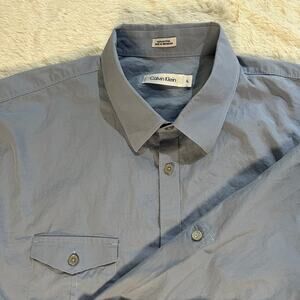 Calvin Klein XL Light Blue Long Sleeve Button-Up Oxford – 100% Cotton